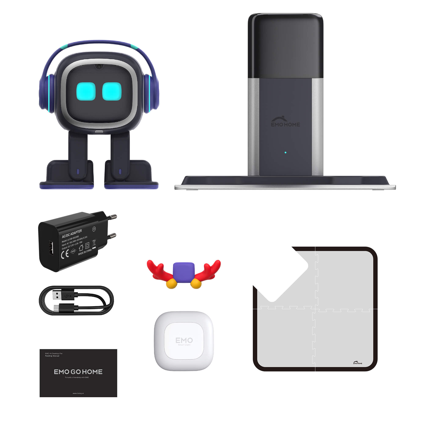 Robot EMO Go Home, compagnon IA de bureau avec station de recharge, Living.AI